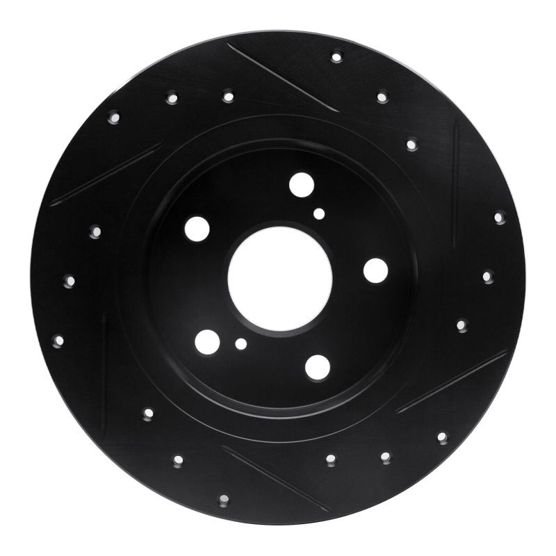 Scion TC Brake Rotor (1) - Rear Left - R1 Concepts - Drilled & Slotted - Black - `11-`16